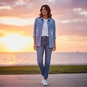 Thread & Supply Classic Blue Jean Button Down Shirt